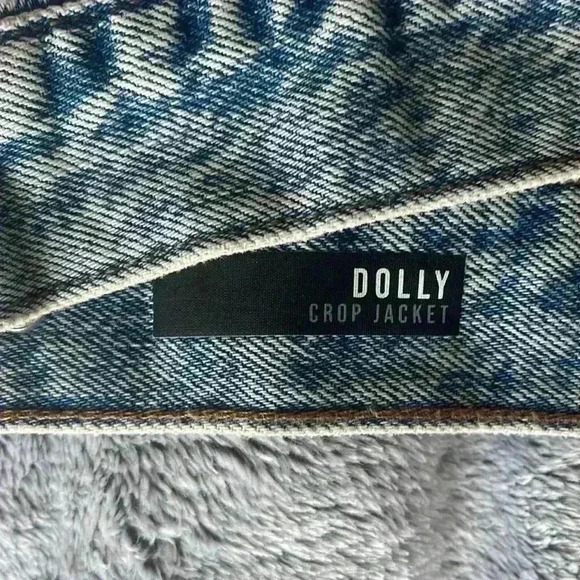 KUT from the Kloth Dolly Rhinestone Crop Denim Jacket in Fanciful Sz Medium NWT - Picture 9 of 11
